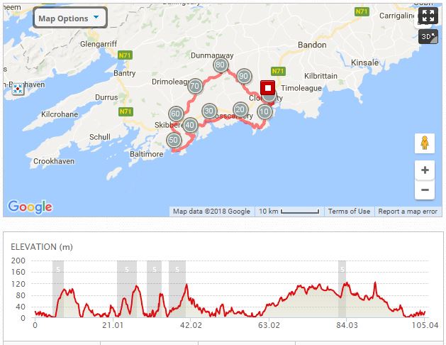 West Cork 100Km map